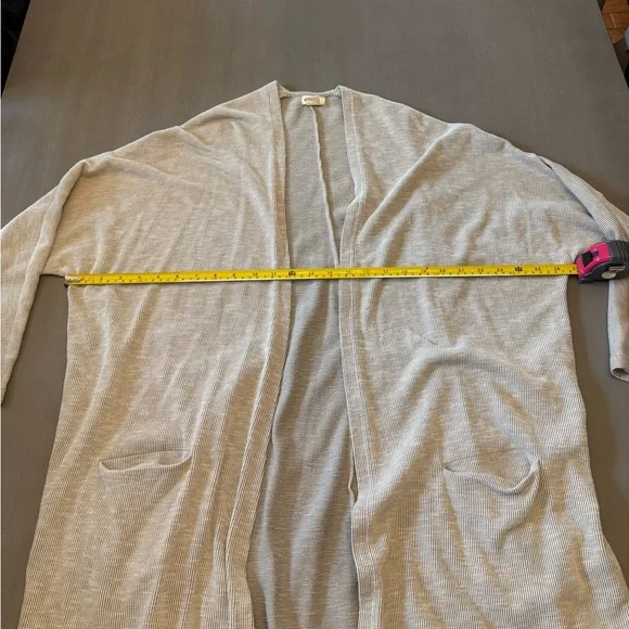 DONNI Anthropologie Open Front Ribbed Knit Cardigan Sweater Gray‎ Relaxed OSFA - Picture 13 of 15